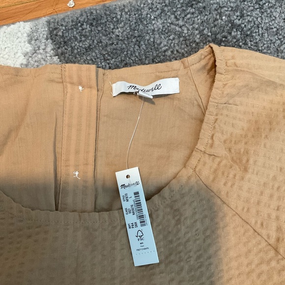 Madewell Seersucker Puff-Sleeve Cutout Mini Dress - Picture 6 of 7